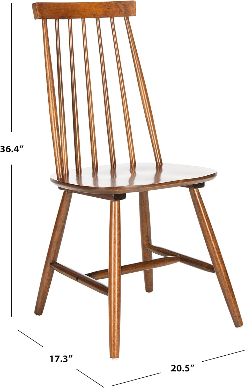 SAFAVIEH Home Collection Priam Farmhouse Walnut Brown Spindle Back Living Room Accent Dining Chair