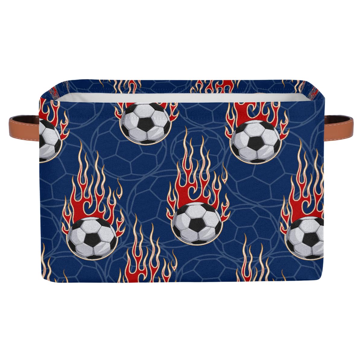 Storage Baskets, Fire Football Large Foldable Rectangle Organizer Storage Box Bin with Sturdy Handles for Kids Toys, Clothes, Book, Home & Nursery Decor, Gift Basket