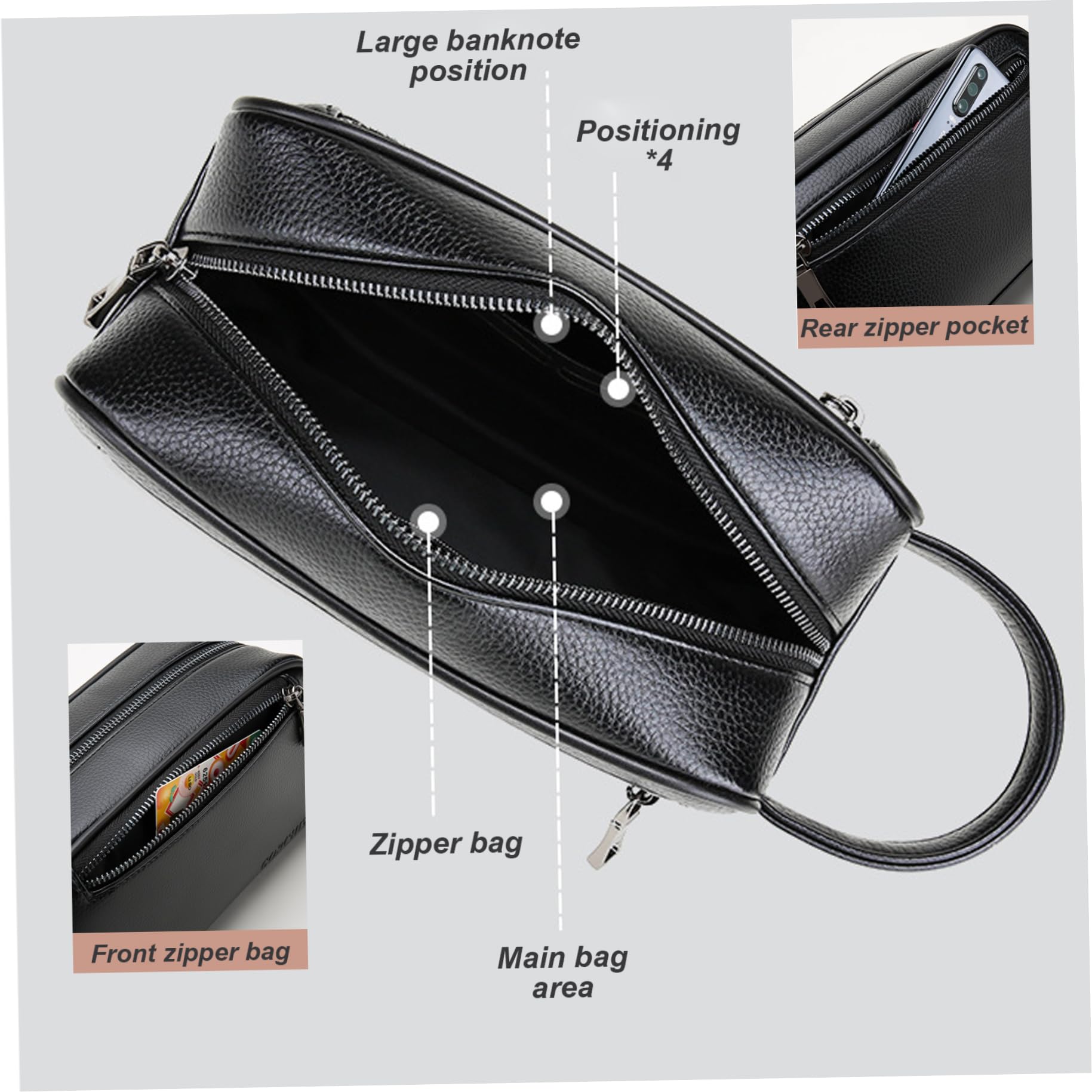 Bolso de Mano para Hombre de Piel sintética, Bolso de Mano con asa y Cerradura codificada, de Hombre Suave y Elegante para Uso Diario, de Cuero para