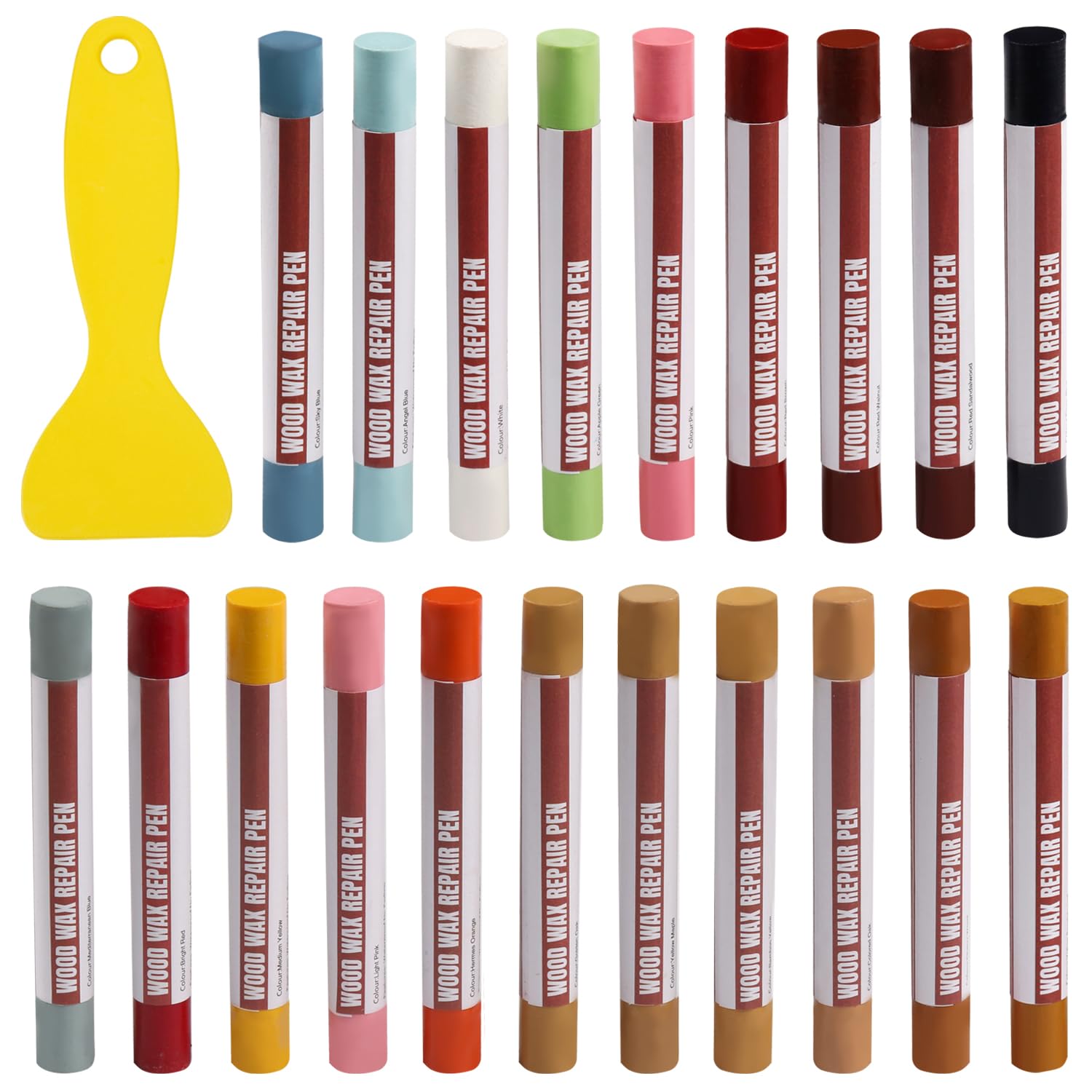 YIEMI Wood Filler Sticks 20 Colors Repair Wax Sticks Kit Furniture Touch Up Crayons for Repairing Scratches Holes Cracks Wood Floor Tables Cabinets Doors Hardwood(Color Series)