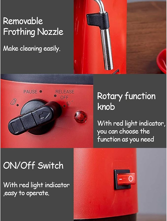Cafetera Expreso Semiautomática 800W 4 Tazas Acero Inoxidable Rojo miniatura 7