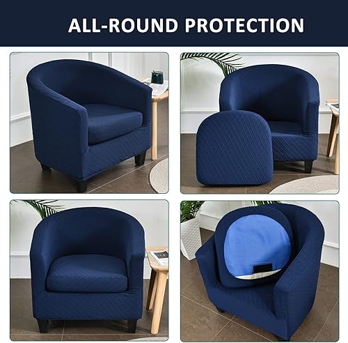 Miniatura 10 de NILUOH Fundas para silla club, 2 piezas, elásticas, estampadas, con barril redondo, antideslizantes, con parte inferior elástica para bar, sala de