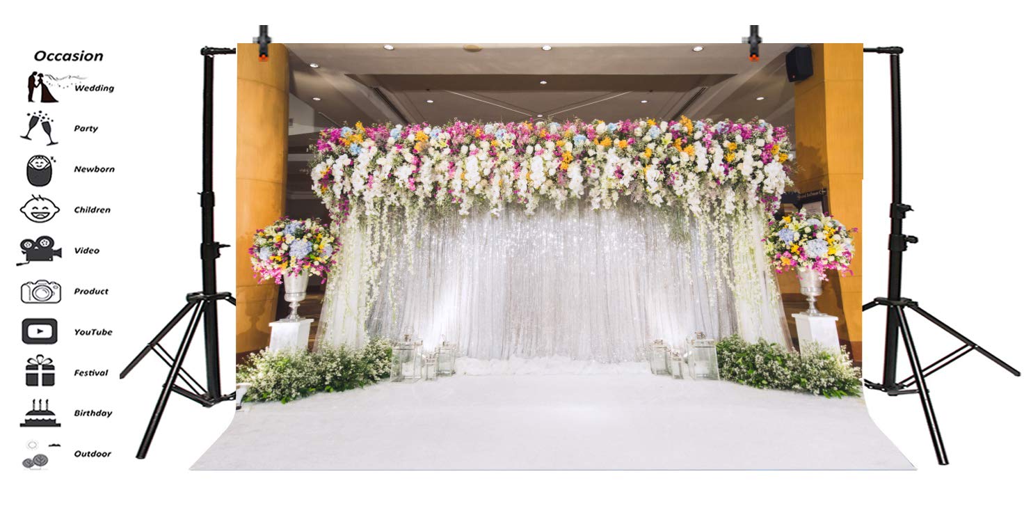 Leyiyi 10x8ft Garden Terrace Backdrop Romantic Balcony Scenery Photography Background Spring Mountains Waterfall Swan Lake Natural Landscape Backdrop Wedding Party Decoration Photo Studio Booth