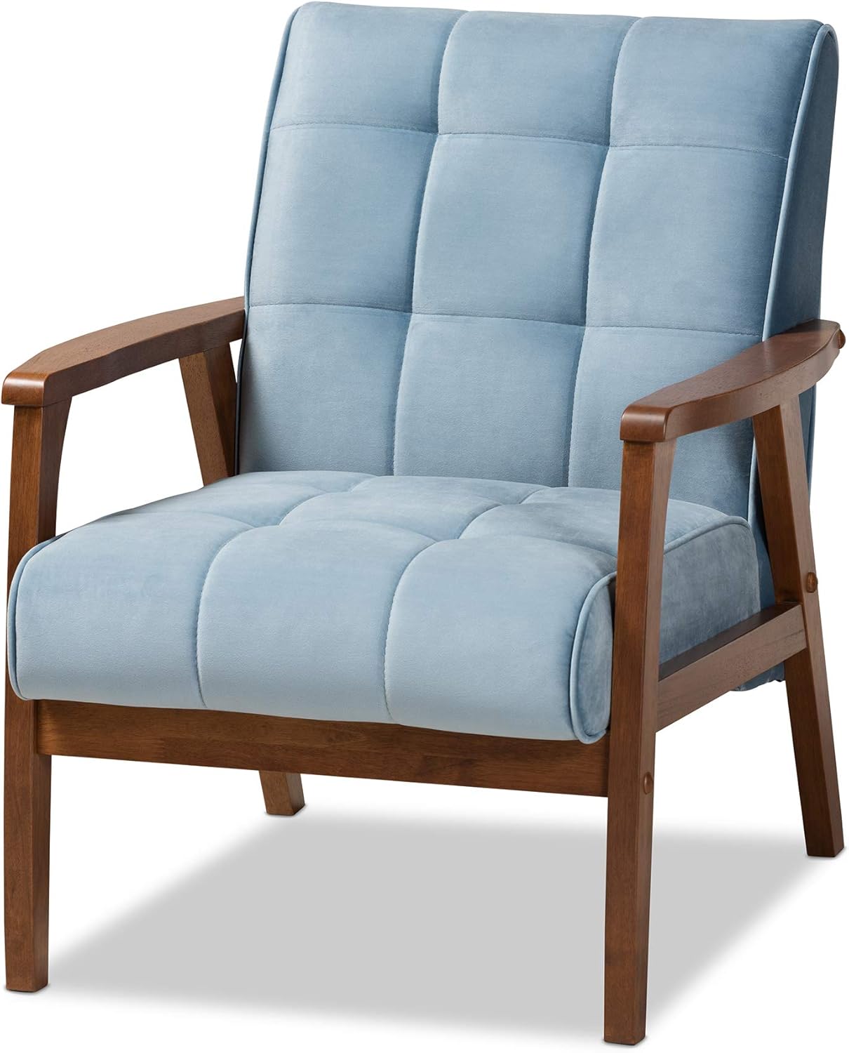 Baxton Studio Chairs, Light Blue/Walnut