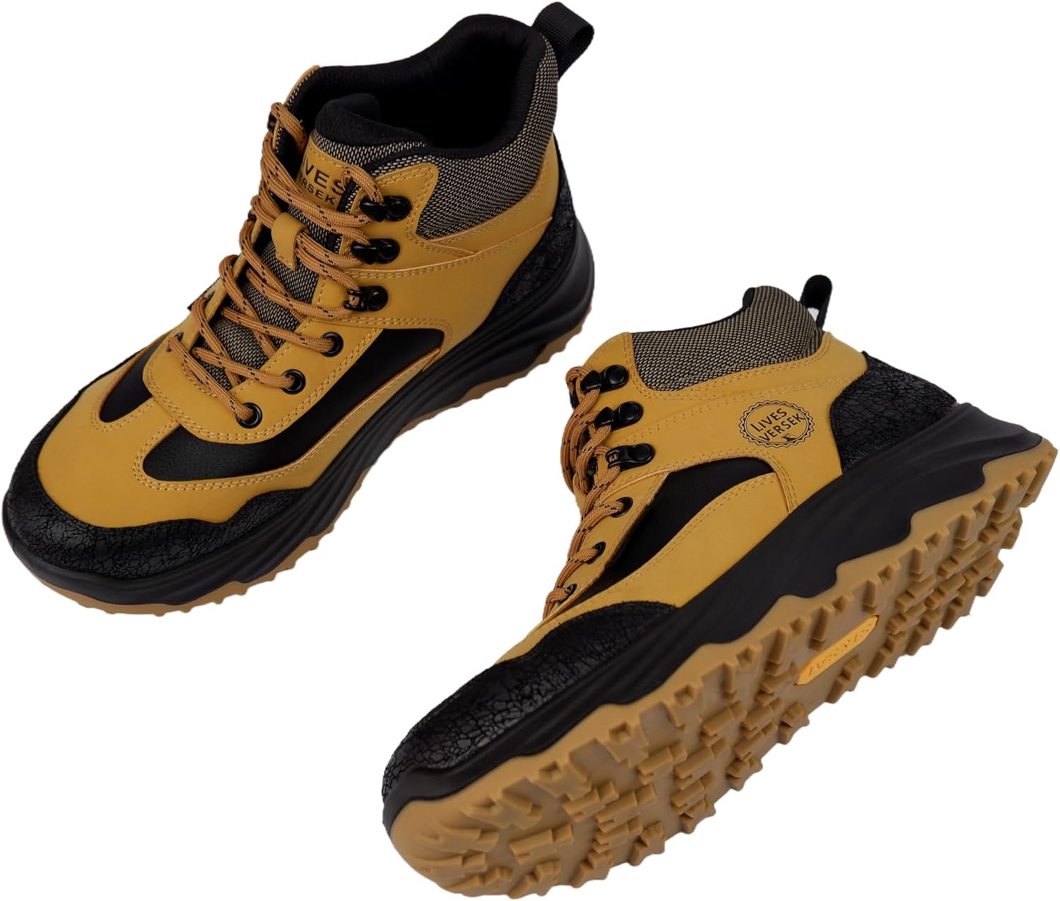 LIVES VERSEK Men's Outdoor Hiking Boots, Athletic Work Boots, Lace-Up High Top Sneakers