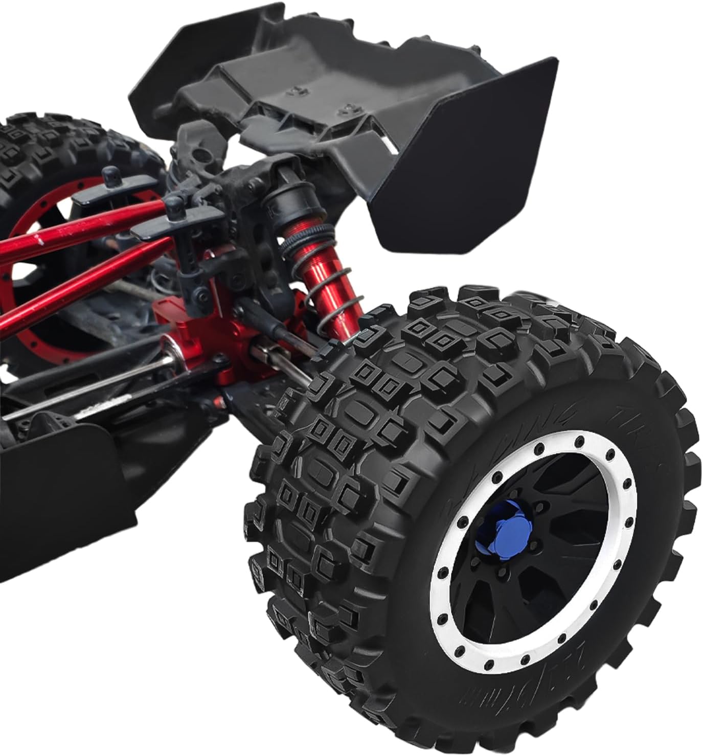 GLOBACT MX43 1/5 RC Tires, Pre-Installed Screw-Lock Monster Truck Tires with 24mm Hex Adapter, Compatible with Traxxas 1/5 X-Maxx 8S, 1/6 XRT 8S, Arrma 1/5 Kraton 8S, Outcast 8S (White 2Pcs)