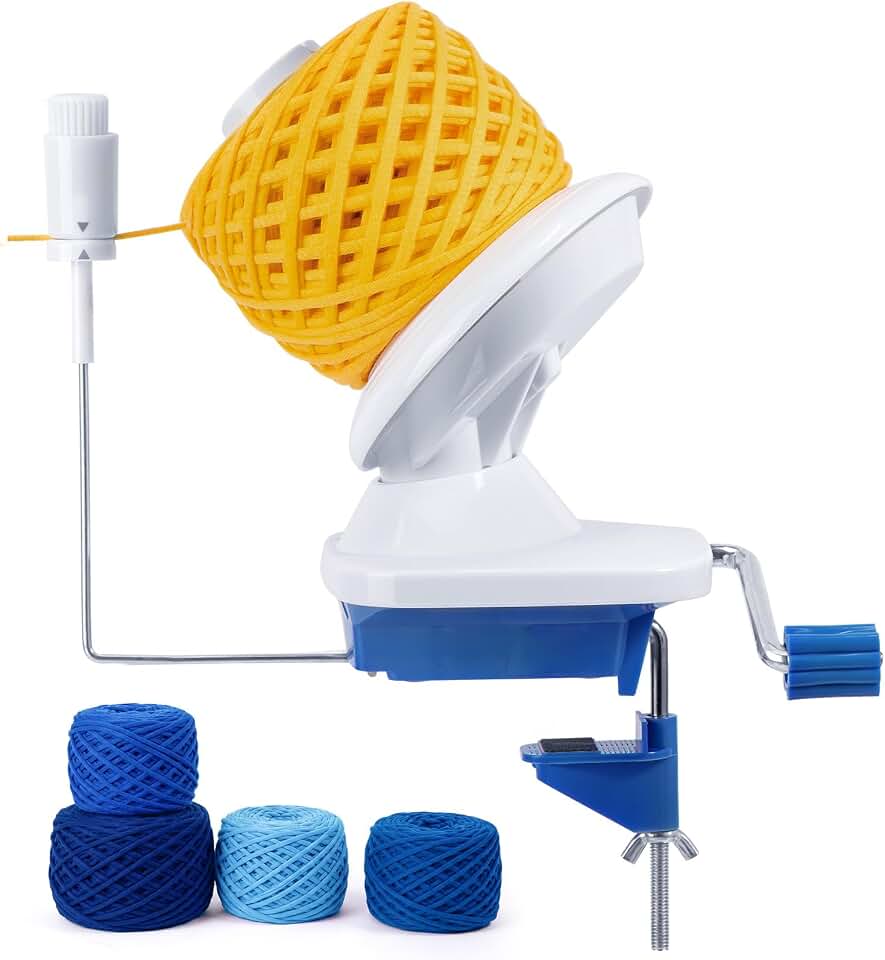 Caydo Yarn Winder with Tension Spring, Manual Winder 4-7oz Efficiently Compact Cake Roller for Crocheting, Portable Ball Spinner for Crocheters&Knitters, Good Helper for Craft Lovers(Blue)