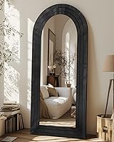 Vista 21 de Espejo de longitud completa, espejo de madera de 71 x 32 pulgadas, espejo de piso de madera con soporte, espejos de pie de gran tamaño, espejos