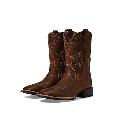 Ariat Sport Wide Square Toe Cowboy Boots Distressed Brown