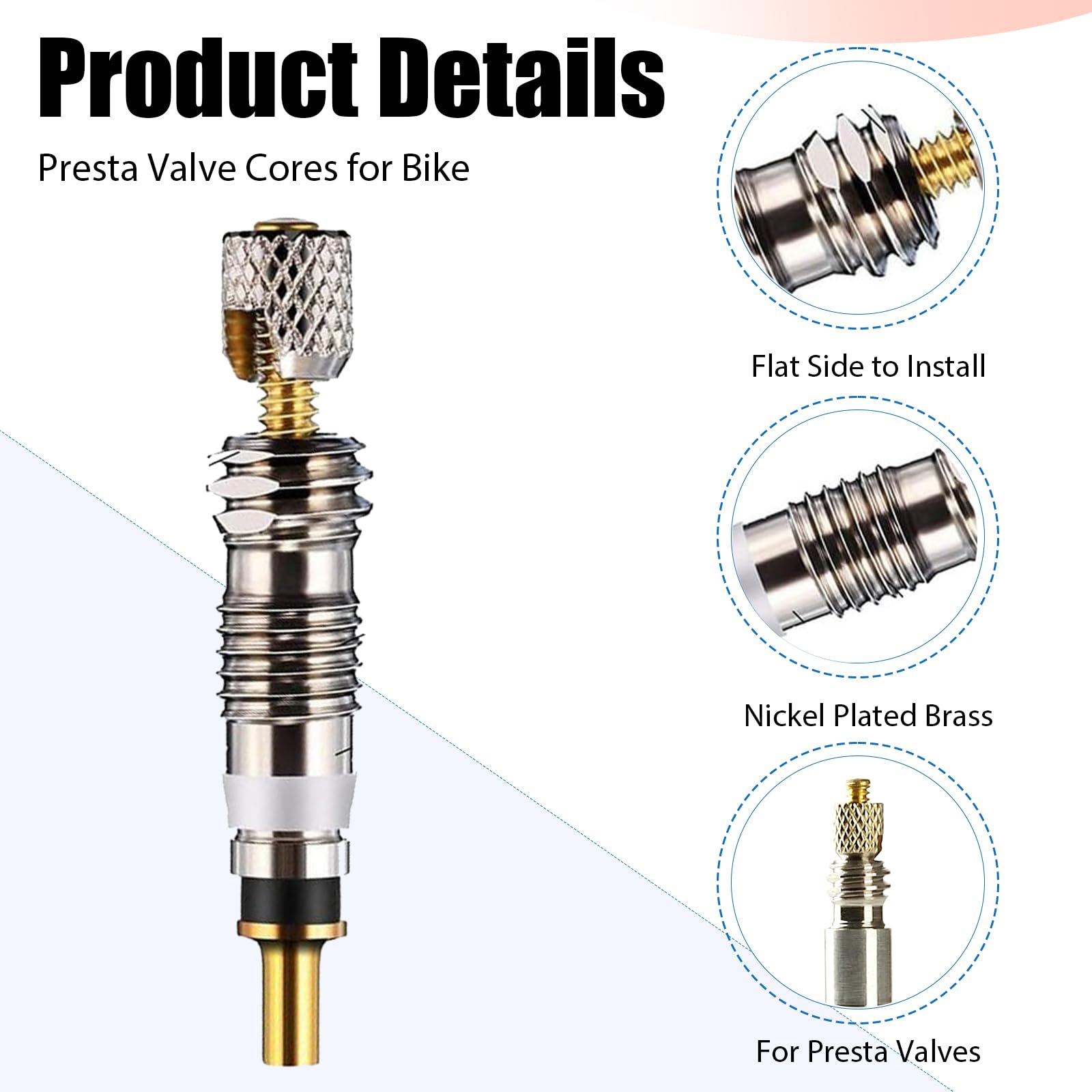 Presta Valve Core Replacement Kit – 22PCS Tubeless Bike Tire Repair Set with Valve Cores, Presta Valve Caps & Core Remover Tool for MTB & Road Bicycles