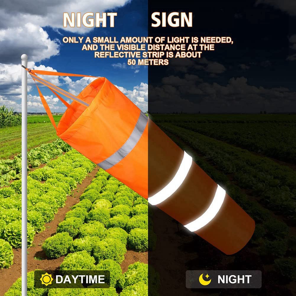 6 PièCes 39.27 Pouces Wind Sock Rip-Stop Wind Direction Sock Bag avec Reflective Belt pour Outdoor Airport Farm 3.28FT