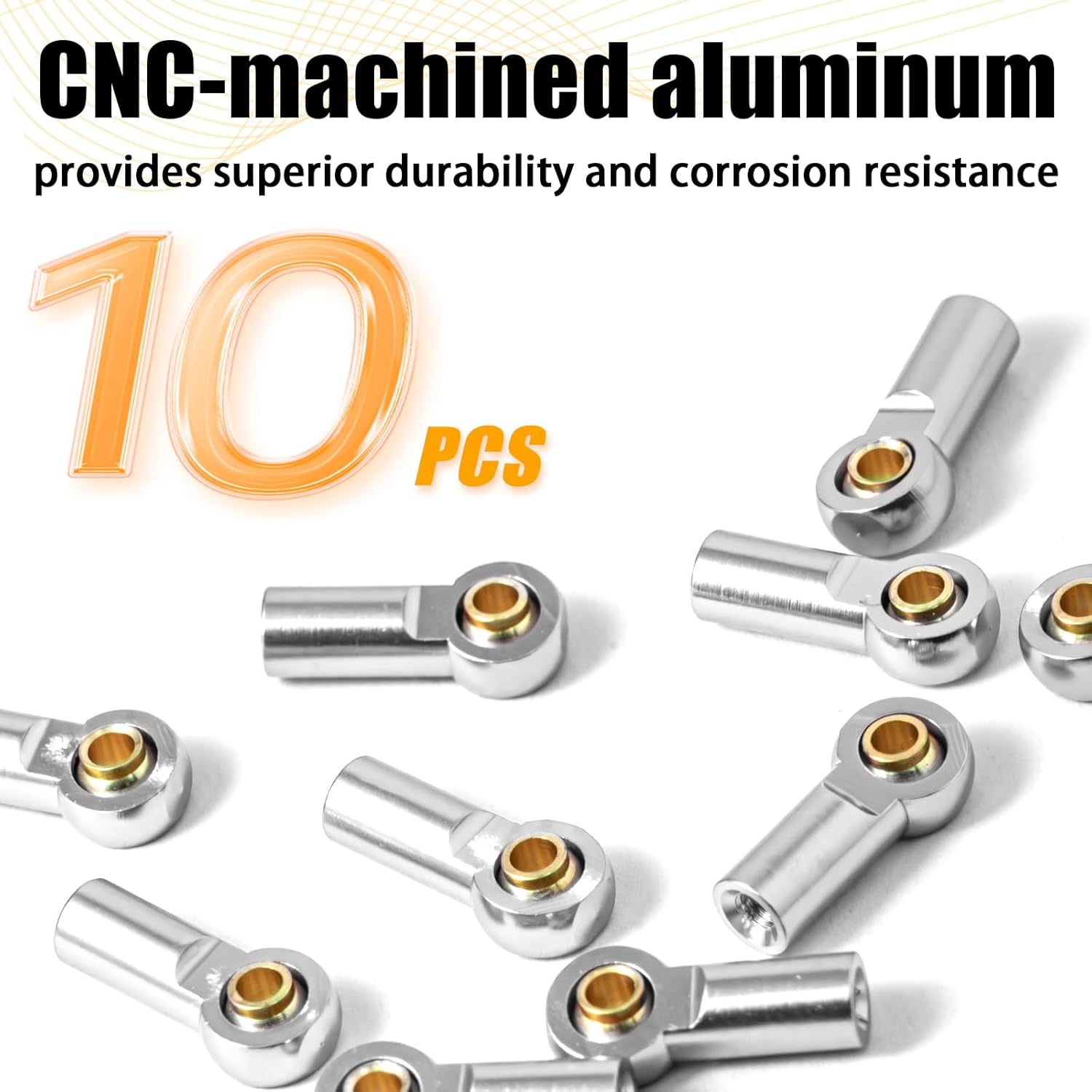 10PCS Aluminum M3 Tie Rod End Ball Joint Link Ball Head Holder 3mm RC Car Upgrade Parts, Compatible with Tamiya HSP Traxxas TRX4 Axial SCX10 D90 1/10 RC Car Truck Buggy Crawler, Sliver