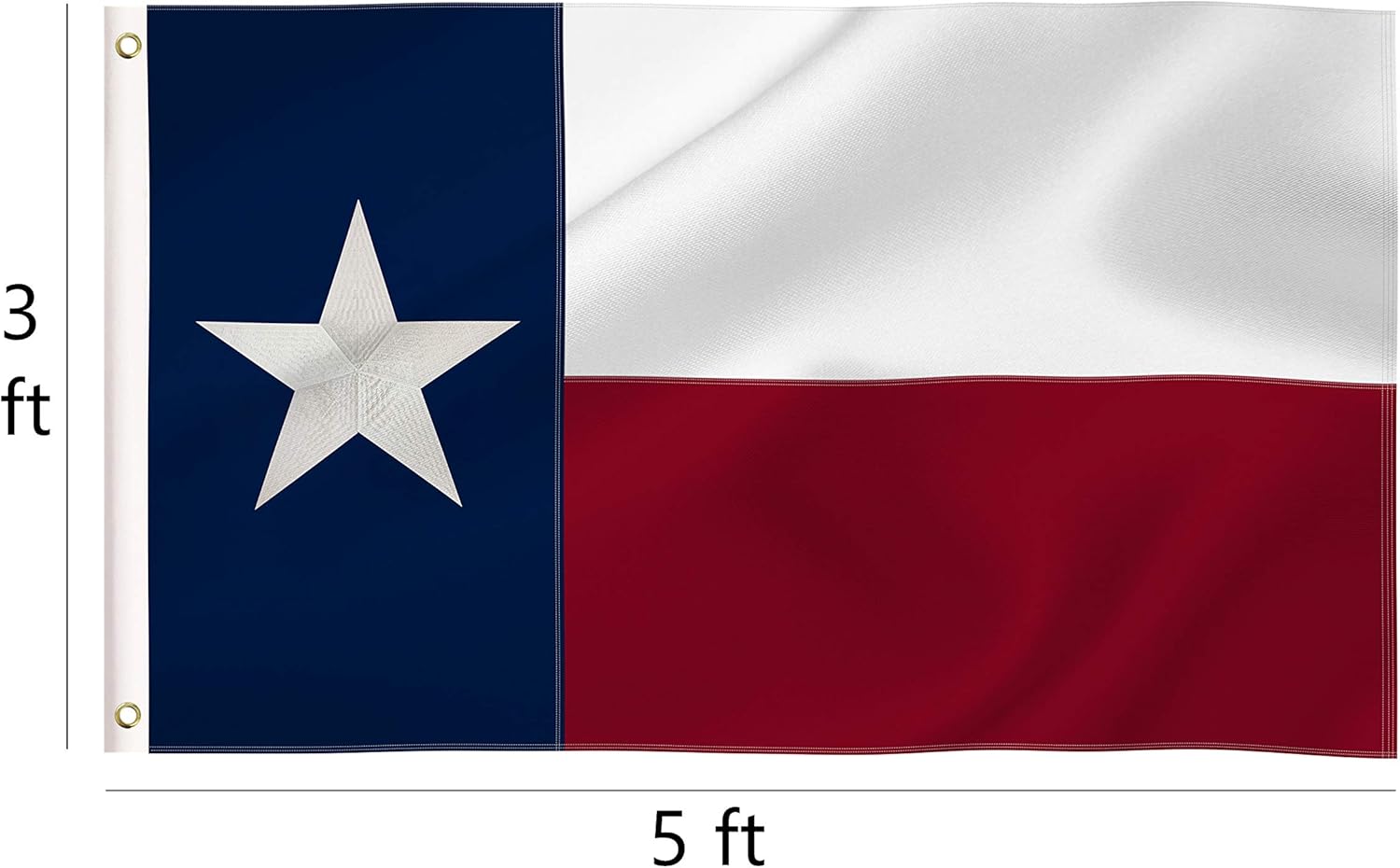 Texas and American US Flags,Embroidered Stars 210D Nylon Flags, State of Texas TX and USA 3 x 5 Feet Flag with Brass Grommets,2 Pcs