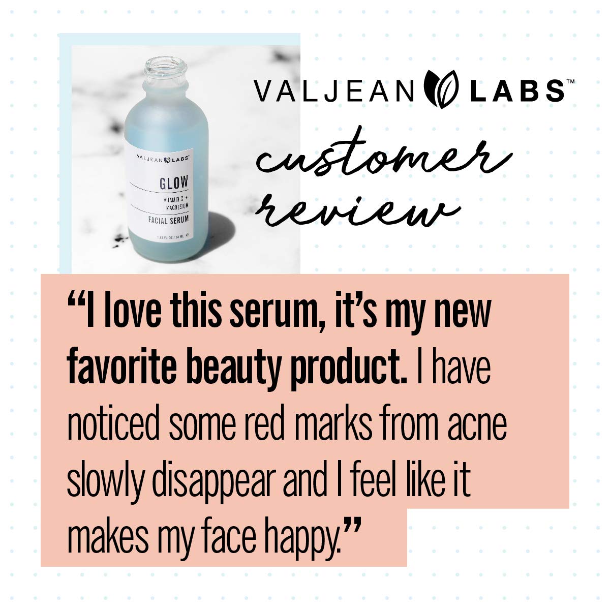 Valjean Labs Facial Serum, Glow | Vitamin C + Magnesium | Helps to Brighten and Clear Skin, Even Tone and Prevent Wrinkles | Paraben Free, Cruelty Free, Made in USA (1.83 oz) : Beauty & Personal Care