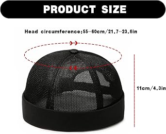 Initlove Docker Hat for Mens Mesh Beanie Cap Breathable Brimless Sailor Hat