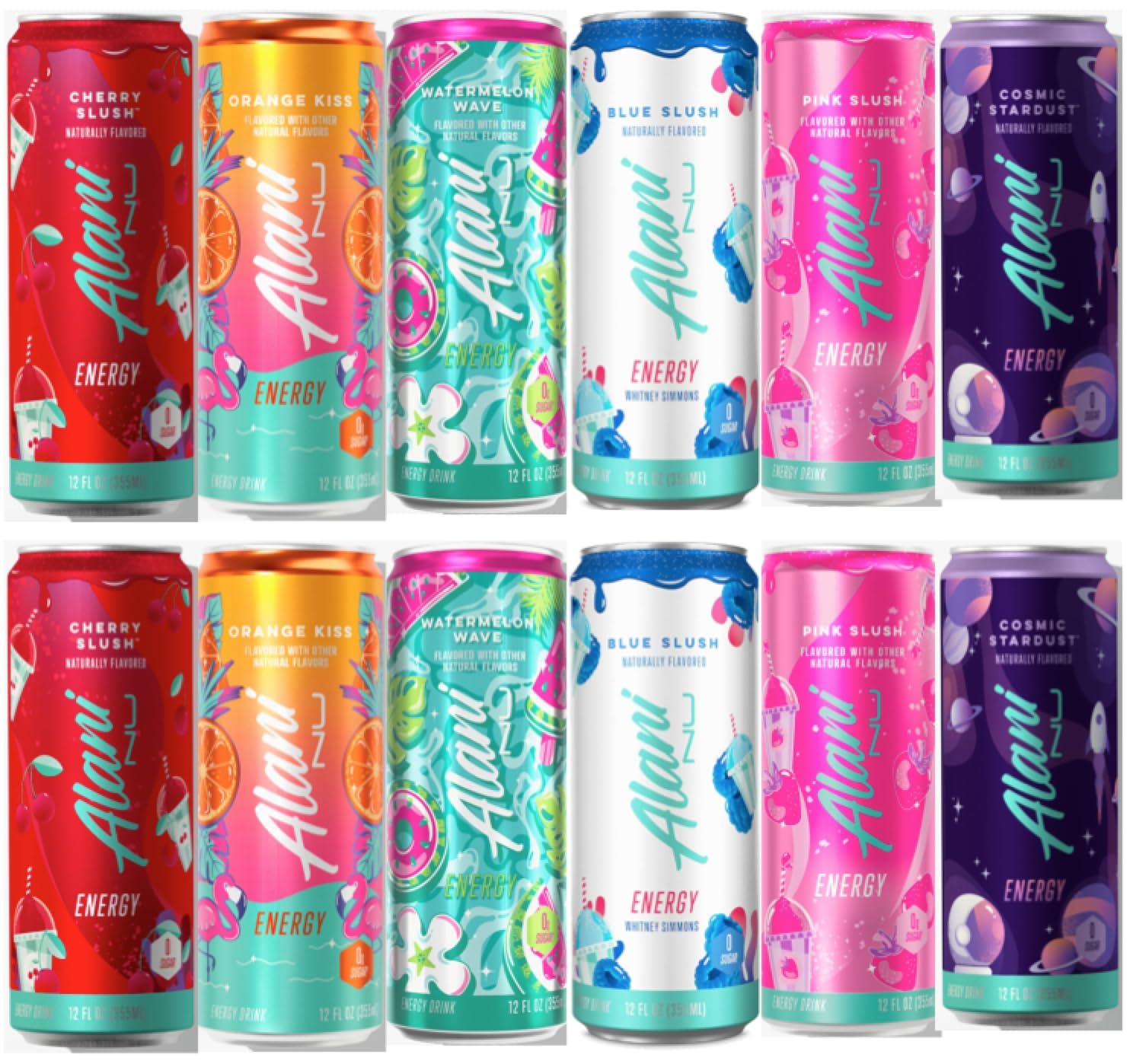 New Alani Energy Drinks - Orange Kiss, Pink Slush, Blue Slush, Cherry Slush, Watermelon Wave, Cosmic Stardust - 200mg Caffeine | Antioxidants | Biotin
