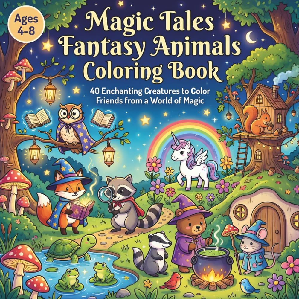 Fantasy Animals Coloring Book: 40 Enchanting Creatures to Color — Friends from a World of Magic
