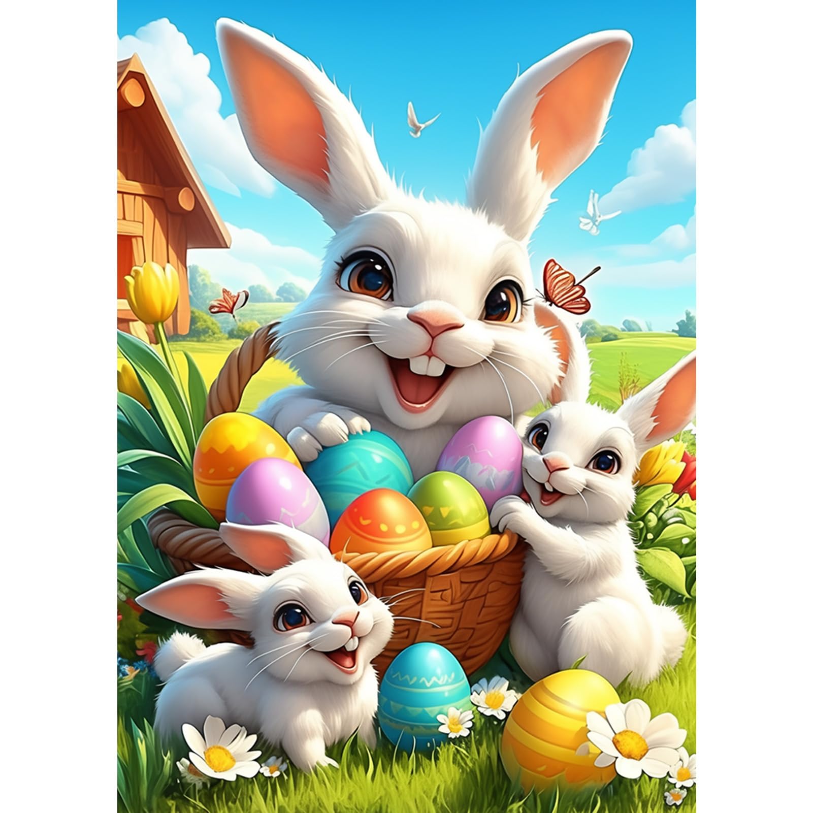 Pâque Enfants Pâques Peinture Diamant Adulte, Diamond Painting Lapin Complet, Diamant Decoration De Paque