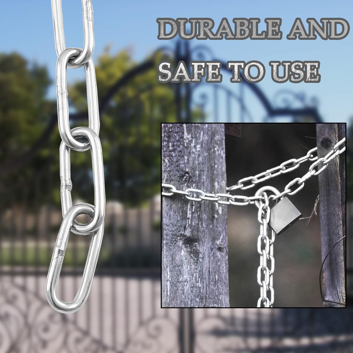 1/8 Inch 304 Stainless Steel Chain, 6.5ft Length Metal Chain Link Heavy Duty Utility Chain for Home Improvement,Hanging Clothes, Plants and Pet Towing