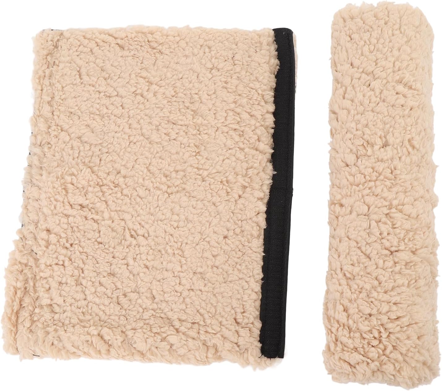 2pcs Chair Armrest Pad Sheepskin Fleece Armrest Cushion Comfortable Chair Armrest Pad for Transport Chairs Office Chairs (Beige)