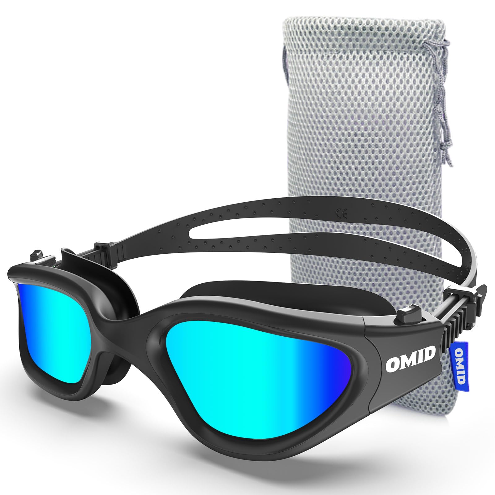 OMID Swim Goggles, P2 Lite Comfortable Anti-Fog Swimming Goggles for Men Women Adults Youth (A1-AllBlack-Gold)