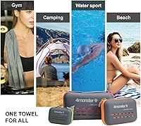 Vista 8 de 4Monster Toallas de camping súper absorbentes, toalla de viaje de microfibra de secado rápido, toalla de gimnasio ultra suave y compacta de secado