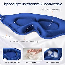 BeHoomi Sleep Mask, 2 Packs Premium Eye Mask for Sleeping, Total Blackout, Superior Soft Comfort, Upgraded 3D Ergonomic Designed Sleeping Mask for Home, Office, Travel, Meditation, Yoga, Blue & Purple
