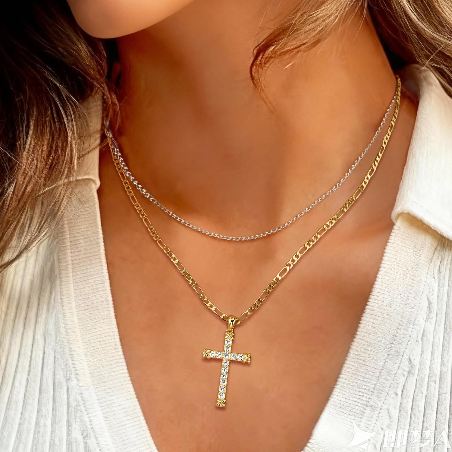 AiliFe 14K Gold Plated Cross Necklace for Women with Cubic Zirconia, Silver Crucifix Pendant Hypoallergenic Womens Christian Jewelry Gift for Birthday, Baptism, Communion - Image 6