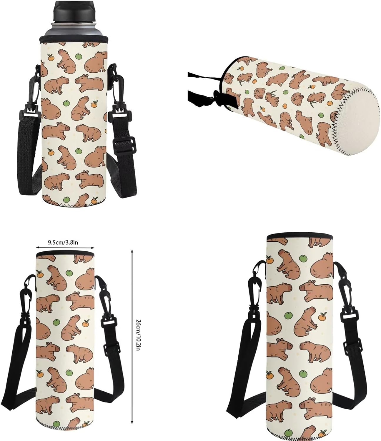 Gomyblomy Capybara Backpack for School Girls 6-8 8-10 Cute Kids Backpack with Lunch Box 4 in 1 Set Girls Bookbag with Pencil Case Water Bottle Sleeve 17 Inch School Bag for Elementary Daypack