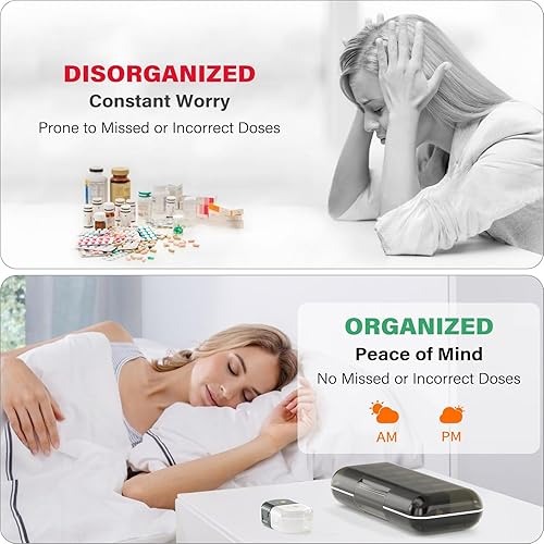 Miniatura 4 de Organizador semanal de pastillas 2 veces al día, a prueba de humedad, compartimentos desmontables, pastillero AM PM 2 x 7 días, organizador de