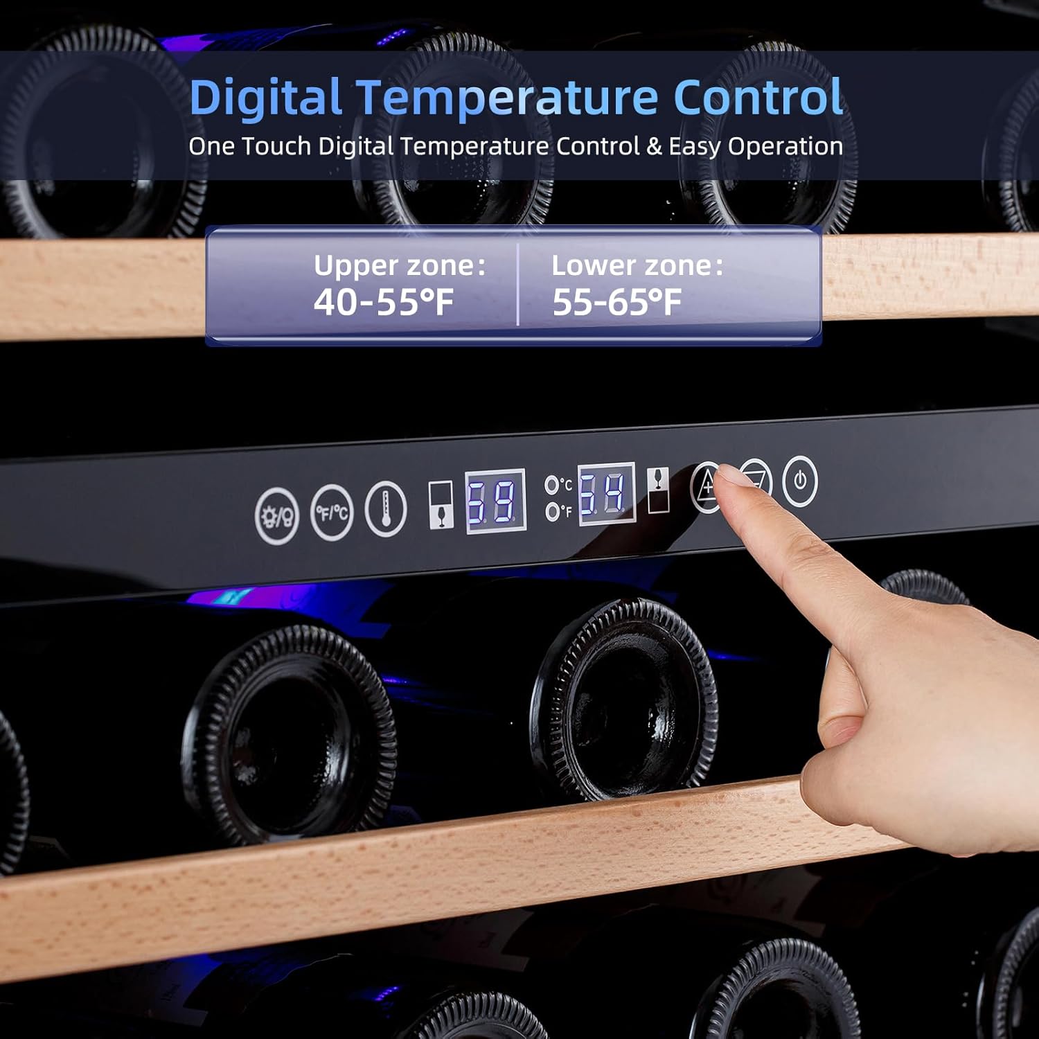 magictec Wine Fridge Under Counter 24 inch,46 Bottles,Dual Zone Wine cooler refrigerators Free Standing, Built-In Wine Fridge with Lock,Stainless Steel Handle,For Home Office Bar