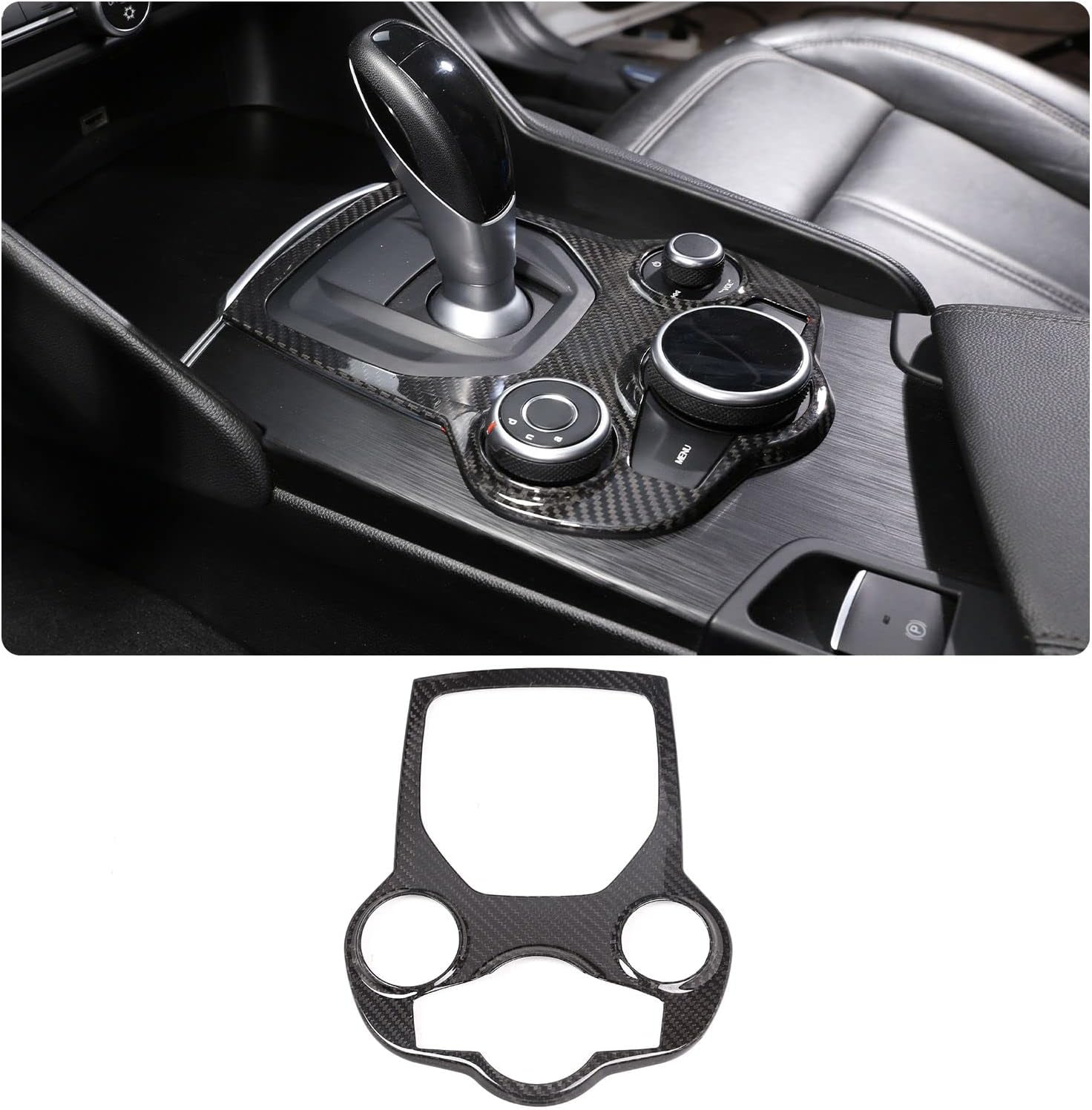 TOYCIDFG Gear Shift Box Panel Cover Trim Compatible Compatible with Alfa Romeo Giulia 2017 to 2019, Real Carbon Fiber