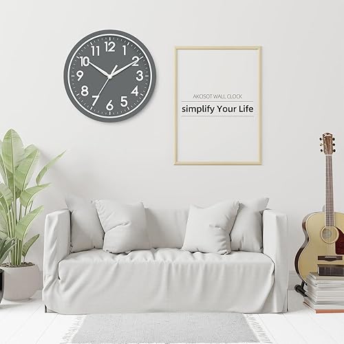 Miniatura 71 de AKCISOT Reloj de pared, moderno y pequeño, funciona con pilas, de 8 pulgadas, silencioso, analógico, clásico, para oficina, hogar, baño, cocina