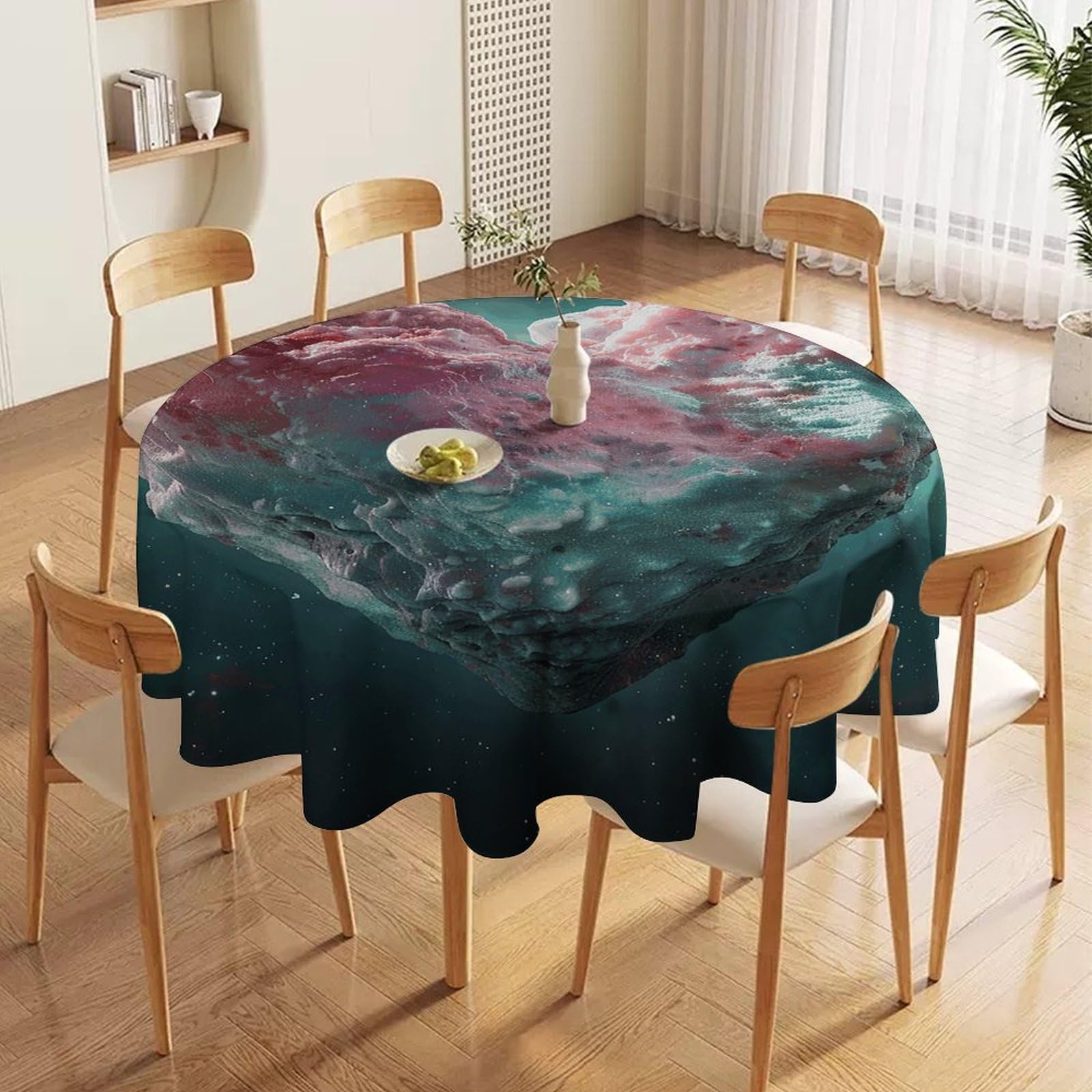 Nappe ronde imperméable à cœurs pour embellir vos repas de cuisine