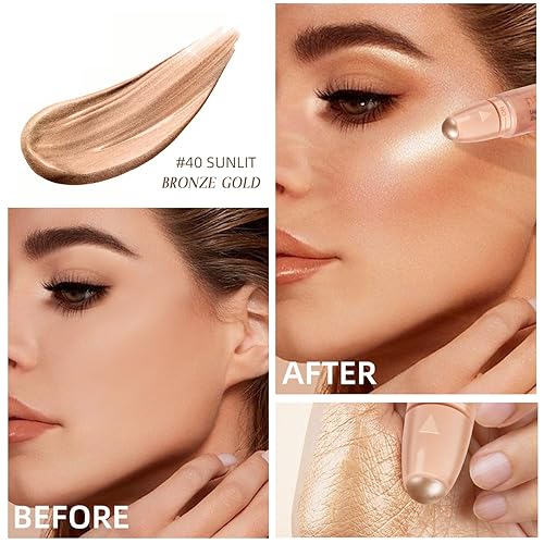 Miniatura 4 de Luminizador líquido, iluminador líquido roller, iluminador de verano, ligero súper sedoso, iluminador en barra para rostro y cuerpo, iluminador de