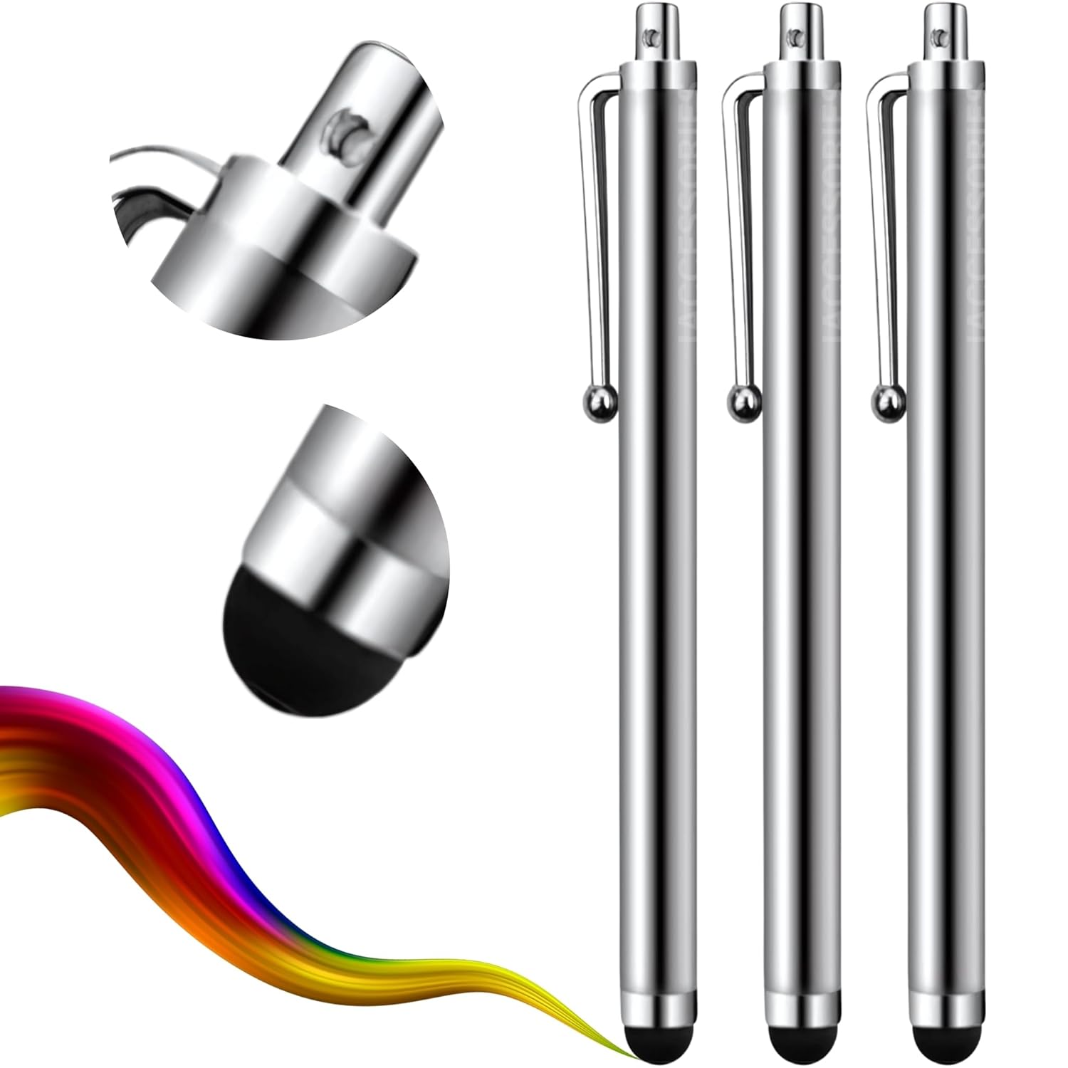 iAccessories Universal Capacitive Stylus Pen Compatible with All Touch Screens Devices Mobile Phones Android Tablet iOS Windows Smartphones – Pack of 3 | Silver iAccessories Universal Capacitive Stylus Pen Compatible with All Touch Screens Devices Mobile Phones Android Tablet iOS Windows Smartphones – Pack of 3 | Silver