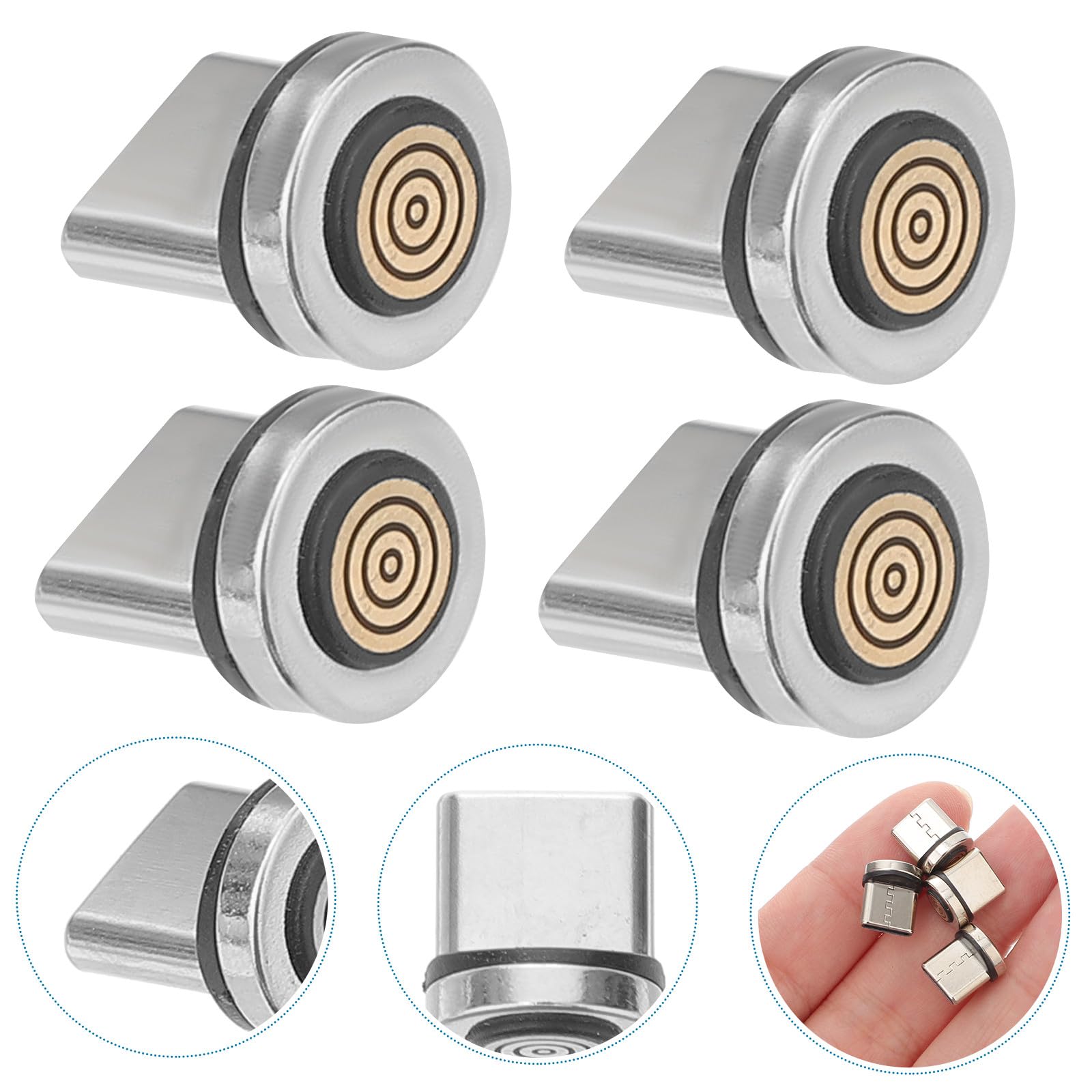 Adaptateurs Magnétiques USB-C Rotatifs - Lot De 4 Embouts, 7 Broches, Charge Uniquement, Pour Téléphones Et Appareils Type-C - 3