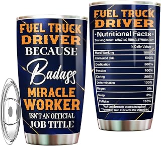 Fuel Truck Driver Tumbler 20oz – Stainless Steel Insulated Travel Mug for Men & Women, Coffee Cup Gift for Fuel Truck Driver, Work, Office, Retirement, Birthday, Christmas, Appreciation