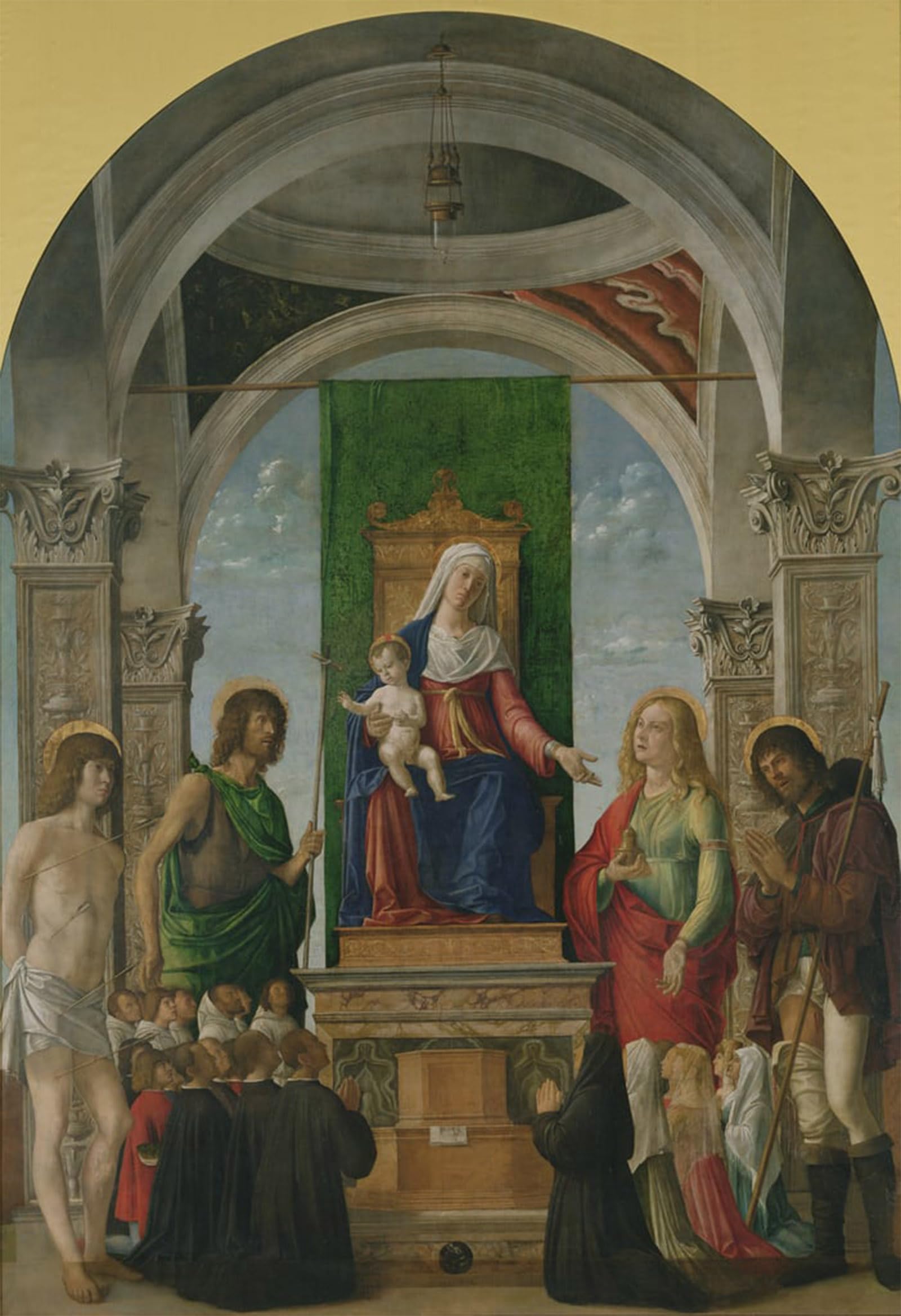 ARTXLXXBN Famous Print Painting Colorful Art Print Lady and Child with St the Baptist Stst Roch by Battista Cima Da Conegliano Canvas Art Decorations for Home Decor 60x90cm