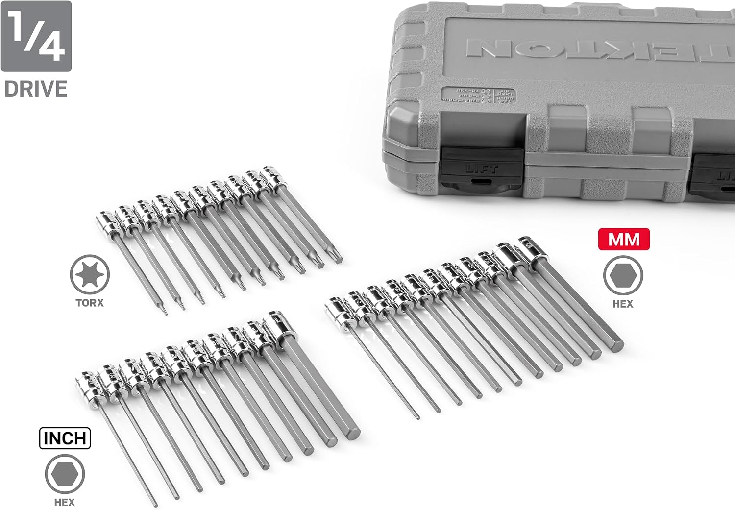 TEKTON 1/4, 3/8, 1/2 Inch Drive Standard and Long Bit Socket Set with Cases (248-Piece) | SHB99301