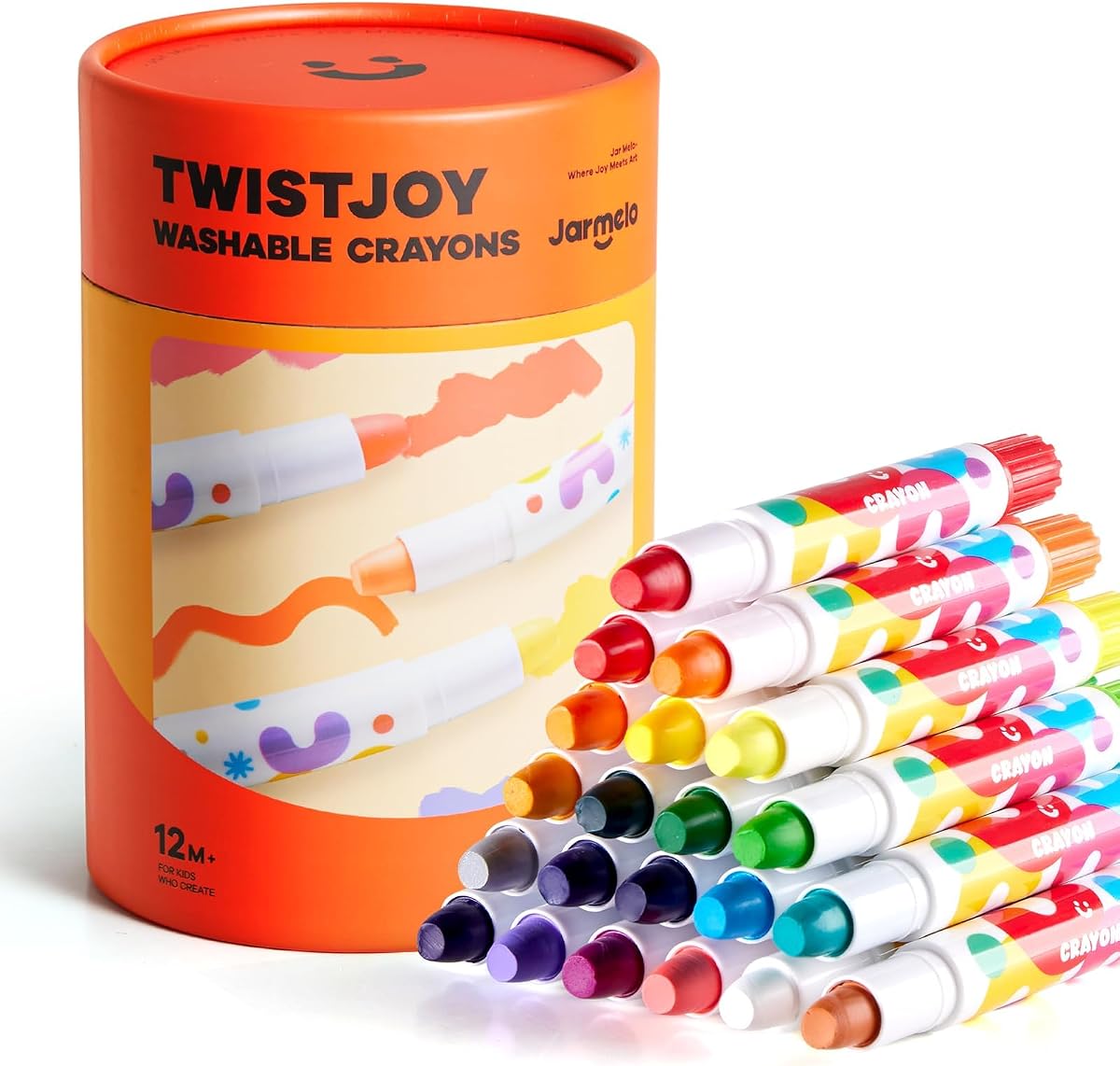 Jumbo Crayons for Toddlers, 24 Colors TwistJoy Washable Crayon | Ultra-Silky, Non-Toxic, Easy to Hold, Safe for Babies, Children's Gift, Back to School
