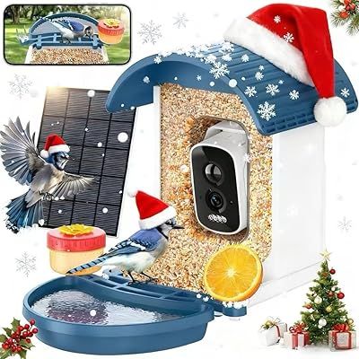 Bird Feeder with Camera, Smart Birdfeeder with Solar-Powered, 5MP AI Identify Birds 11000, Night Vision, Auto Record Video,Instant Notifications, Bird Feeders for Outdoors Yard with Water Bowl