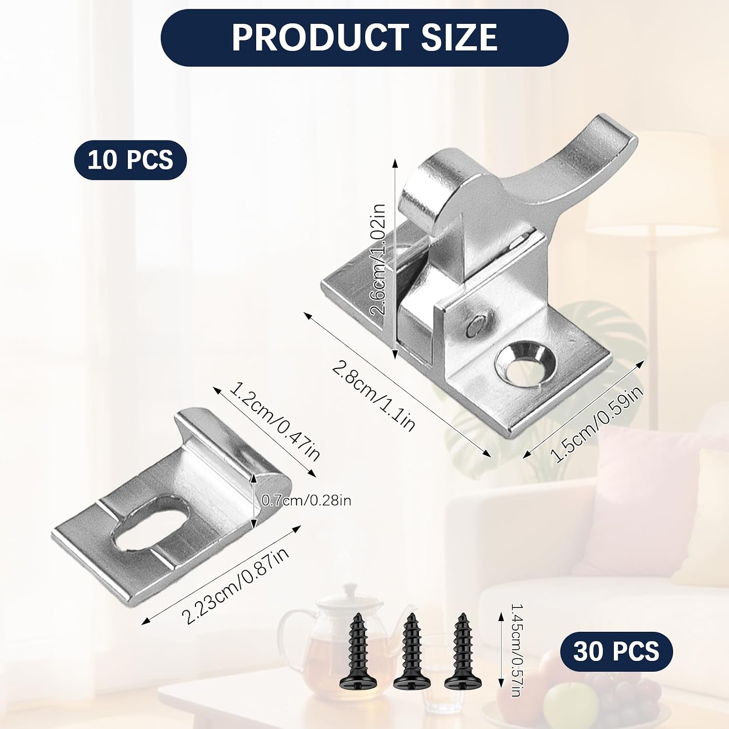 10 Pcs Brass Heavy Duty Cabinet Door Latch Closets Door Elbow Latch Cabinet Latch with Mounting Screws Hardware for Bedroom Bathroom Window Catch