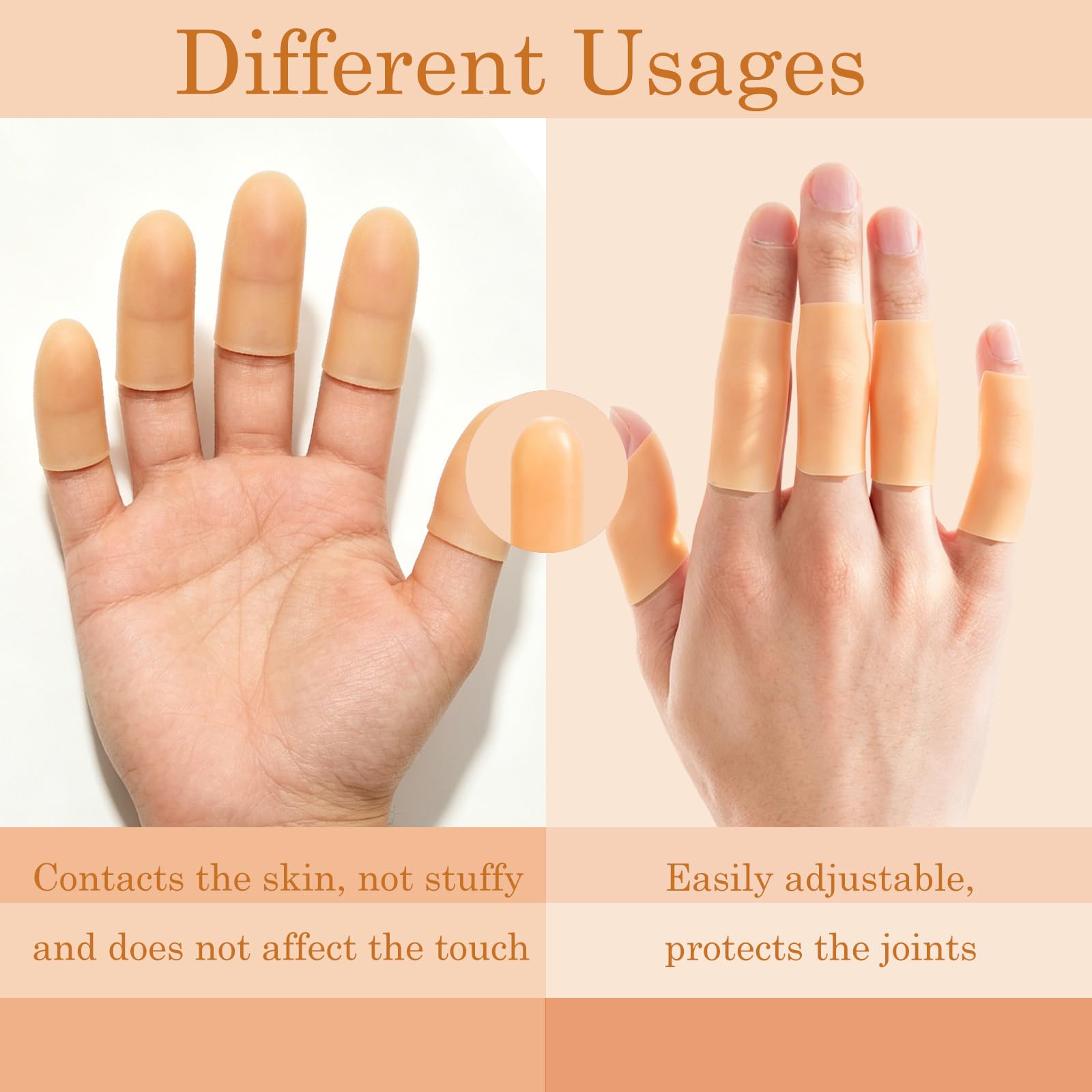 10 Pcs Protège-Doigts en Silicone, Doigtier Silicone pour Doigt, Protection du Bout des Doigts Imperméables, Pansement Doigt Main pour Soulager l'Eczéma, Fissures et Ampoules