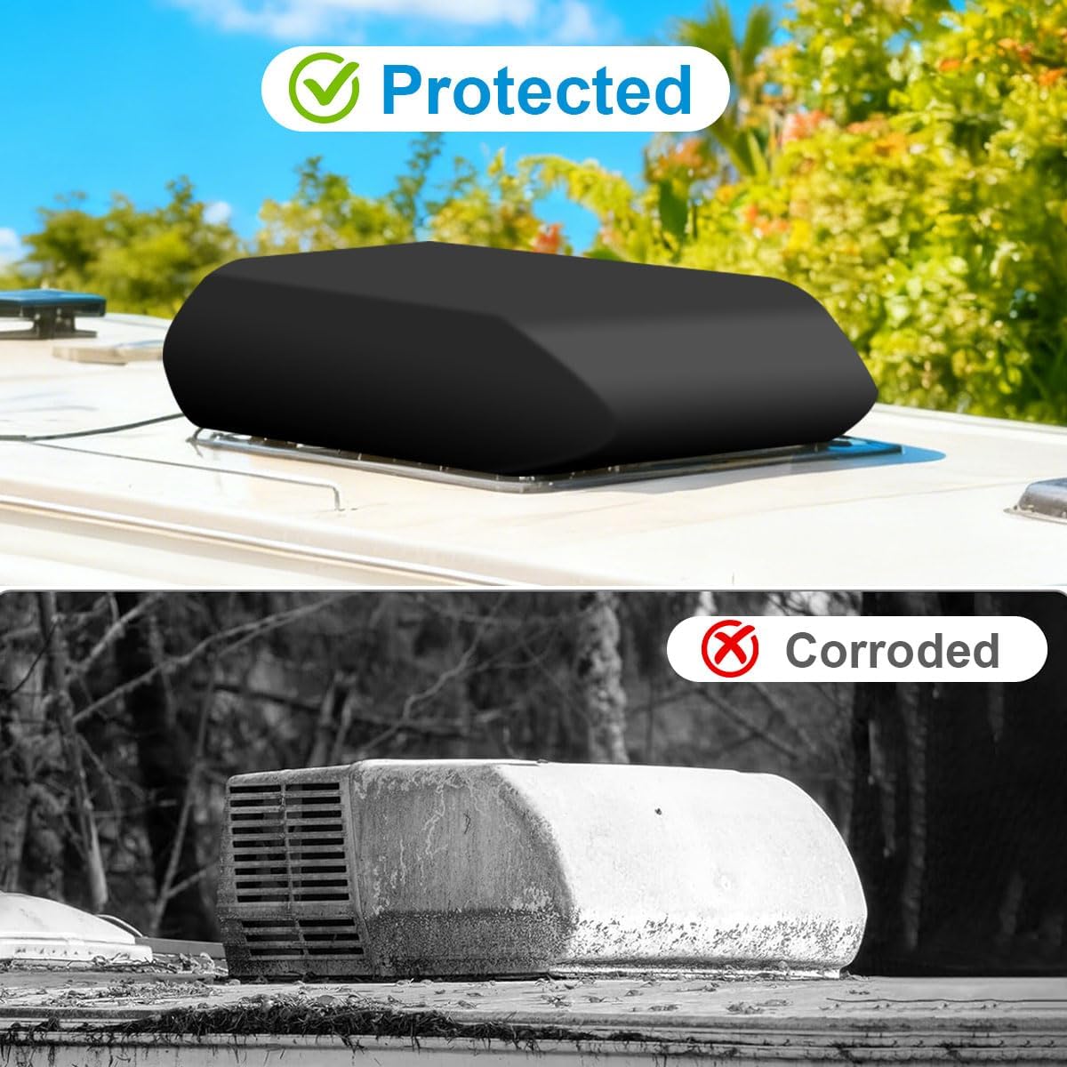 RV Camper Air Conditioner Cover Trailer AC Covers for RV Roof Unit, Compatible with RecPro, TOSOT, FOGATTI 16K, Coleman Mach RV Air Conditioner Winter Covers for Outside - RVs A/C Cover for Roof