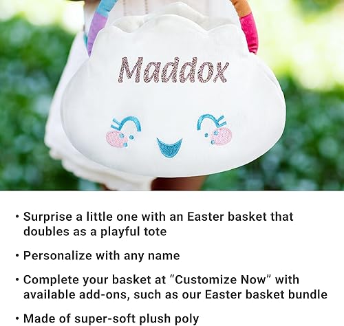 Miniatura 38 de Let's Make Memories - Canasta de Pascua personalizada con amigos peludos, canasta para niños, diseño de conejito de Pascua azul, solo incluye