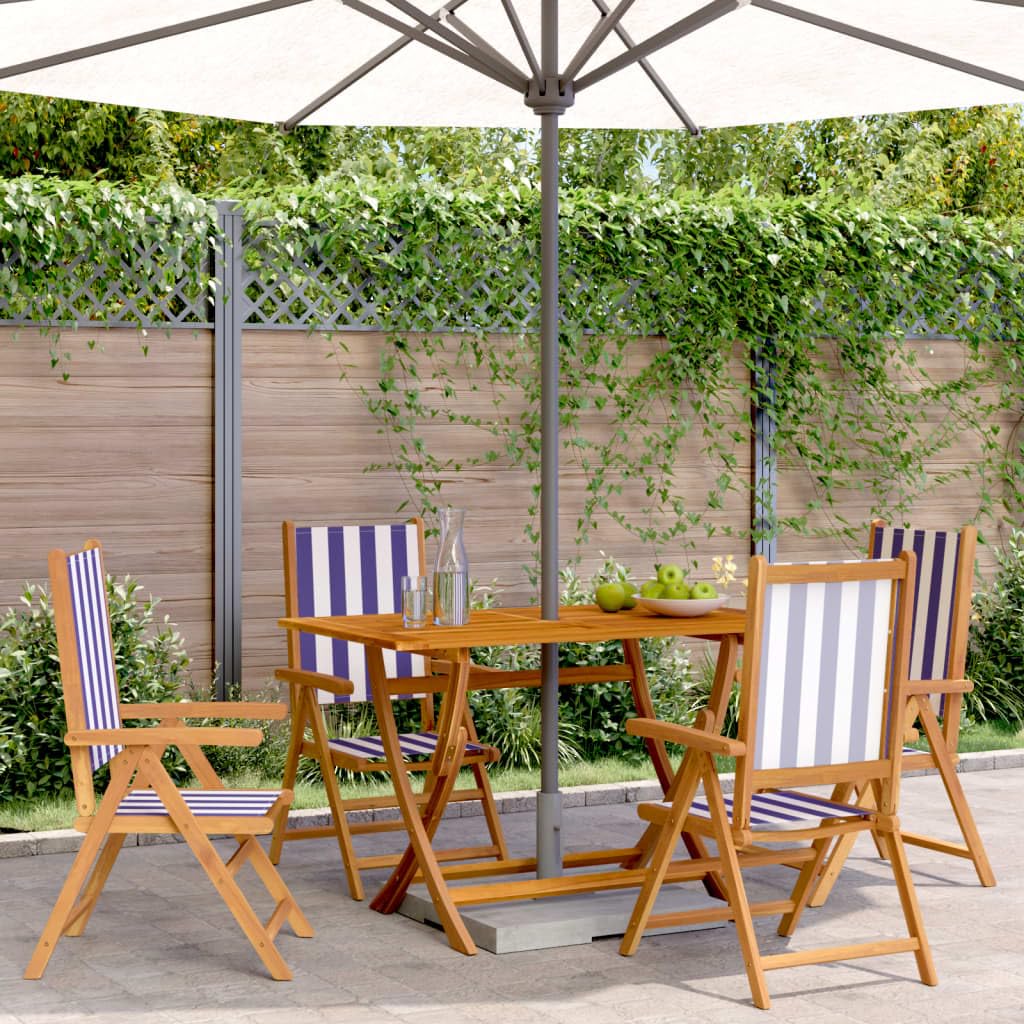 Chaise de jardin inclinable pliante bois massif terrasse bleu blanc x4