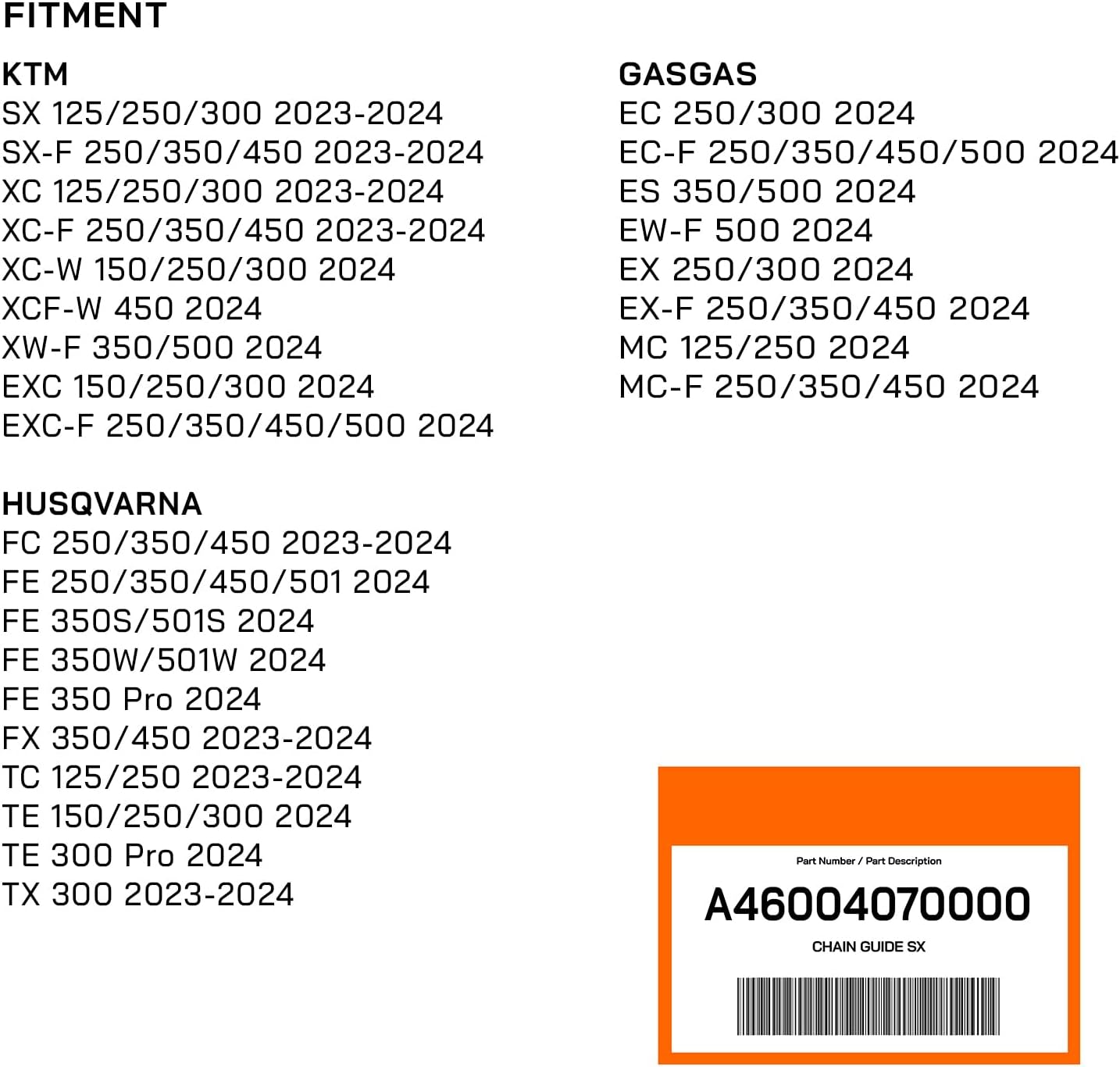 POWERPARTS Chain Guide Set Black for KTM Husqvarna GASGAS | Replaces OEM Part A46004070000