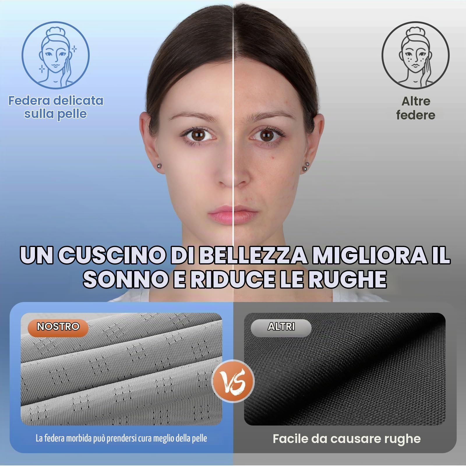 A-Pce Cuscino Cervicale per Dormire Memory Foam Ergonomico, Grigio | Memory Foam, Fodera Rimovibile in Seta Ghiaccio, Effetto Rinfrescante, Traspirante, 2 Altezze, Per Dolori a Collo e Spalle