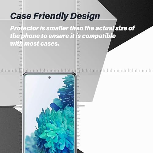 Miniatura 3 de BIGFACE Protector de pantalla de vidrio templado para Galaxy S20 FE + protectores de lente de cámara, paquete de 2, película de precisión curvada 3D